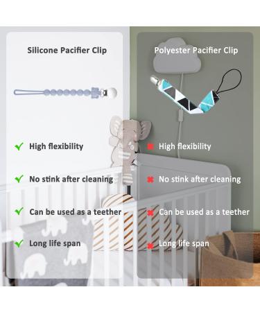 BPA-Free Baby Dummy Clip Set | 4PCS Silicone Pacifier Clips for All Pacifiers | Teething Toys for Newborn | Baby Shower Gift | Pink+Green+Grey+White - Buy Online on GoSupps.com
