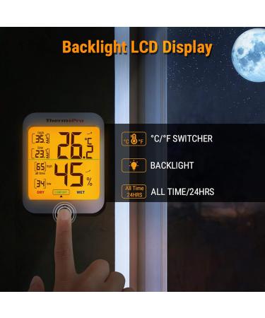 ThermoPro TP53 Digital Thermo-Hygrometer | Accurate Temperature & Humidity Monitor with Backlight - Best for Home & Office - Buy Online on GoSupps.com
