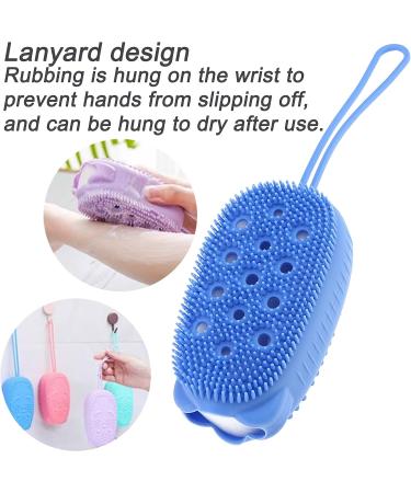 Draduo Silicone Bath Brush for Body - Double Sided Shower Brush - Cute Bear Shape - Blue & Purple - Buy Online on GoSupps.com