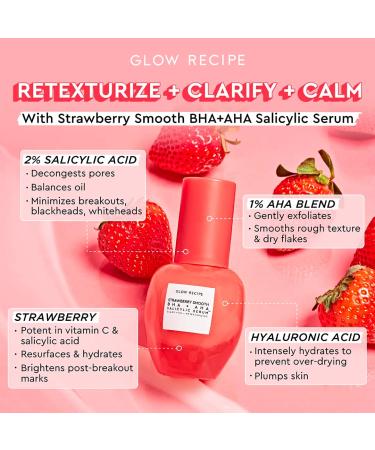 Strawberry Smooth AHA BHA Salicylic Acid Serum - Daily Hyaluronic Acid Serum - 30ml - Buy Online on GoSupps.com