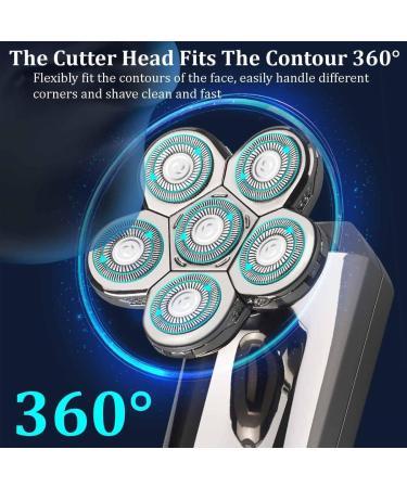 8-in-1 Rechargeable Electric Head Shaver for Bald Men - Floating Heads Hair Clipper Nose & Ear Trimmer Facial Brush - Buy Online on GoSupps.com