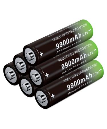 18650 Rechargeable Battery 8 Pack 3.7v 9900mAh Li-ion Batteries for Flashlight Headlamp (Button Top)