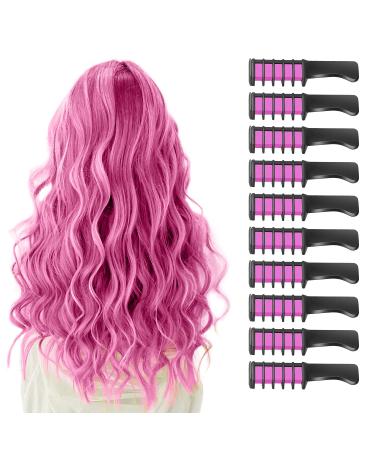 10 Pcs Hair Chalk for Kids Girls Gifts MSDADA Temporary Bright Hair Chalk Comb for Kids Girls Age 6 7 8 9 10-12+Washable Coloured Hairspray for Birthday Children's Day Halloween Christmas Party(Pink)