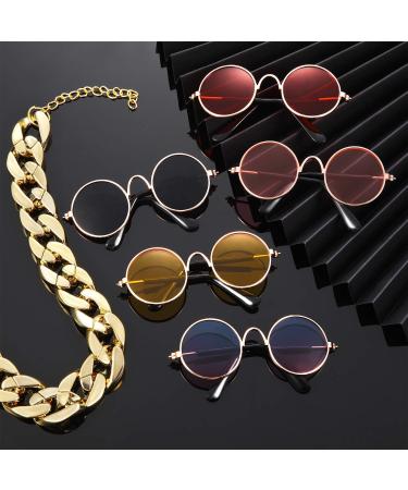 7-Piece Pet Sunglasses Gold Chain Costume Set for Cats and Dogs - Funny Cute Cat Glasses Retro Cosplay - Vivid Colors & Lovely Style - Buy Online on GoSupps.com