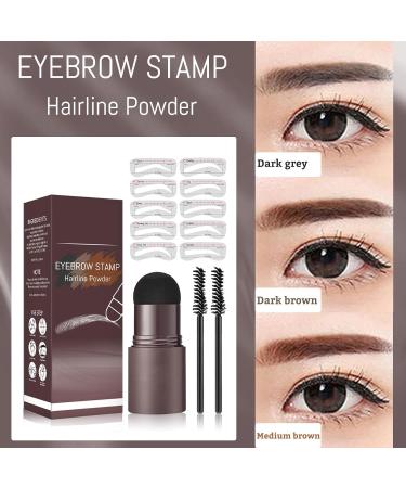 Eyebrow Stamp Eyebrow Stamp Stencil Kit Long Lasting Eye Brow Powder Eyebrow Stencils Brow Stencil Kit for Beginners 30 g (Pack of 1) C-Dark Grey & Medium Brown - Buy Online on GoSupps.com
