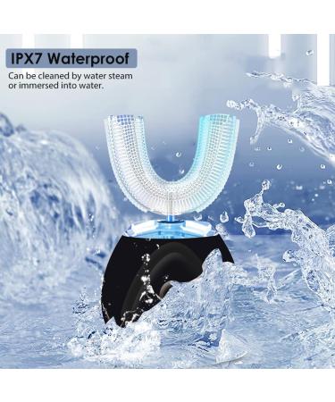 360 Automatic Ultrasonic Toothbrush - Wireless Black Electric Tooth Whitener with Timer for Adults - Best Sound Tooth Cleaning Device - Buy Online on GoSupps.com