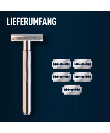 King C. Gillette Safety Razor & 5 Durable Blades - Perfect Gift for Men | Premium Wet Shaving Experience - Buy Online on GoSupps.com