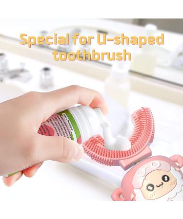 Kids Foam Toothpaste 2 Pack with Low Fluoride | U-Shaped Toothbrush | Strawberry Flavor | Ages 3 - Buy Online on GoSupps.com