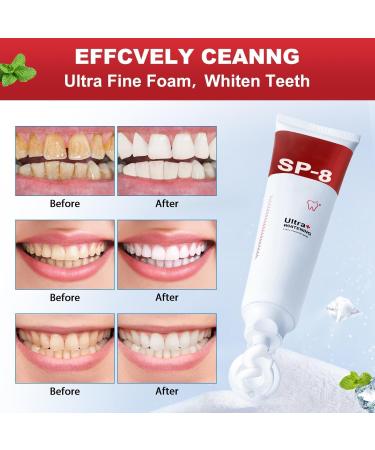SP-8 Ultra Whitening Probiotic Toothpaste Set - Brightening Fresh Breath & Deep Cleaning (2 Pcs + 2 Toothbrushes) - International Shipping Available - Buy Online on GoSupps.com