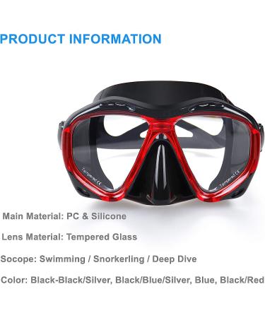 Panoramic HD Snorkel Diving Mask | Anti-Fog Scuba Goggles for Adults & Youth - A-Black Red - Buy Online on GoSupps.com