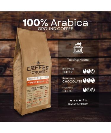 COFFEE CRUISE Sweet Brazil Brazilian Coffee Beans 1 kg - Medium Roast - Cocoa and Chocolate Flavor - For all Coffee Machines - 100% Arabica - Buy Online on GoSupps.com