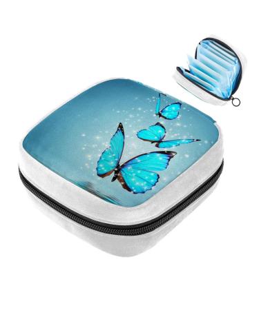 GIAPB Sanitary Napkin Storage Bag Period Bag Tampon Bag Makeup Bag Pad Pouch over Water Blue Butterfly Color3323