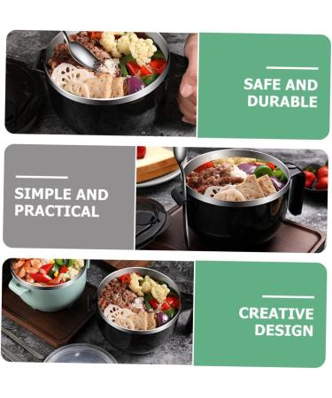 Zerodeko 1 Set Instant Noodle Bowl Food Containers Noodle Bowl with Lid Bowl with Tableware Japanese Ramen Noodles Salad Bowl Lidded Food Bowl Child Chopsticks Stainless Steel 18.50X15.50X11.50CM Black - Buy Online on GoSupps.com