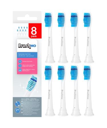 Brushmo Sensitive Replacement Toothbrush Heads Compatible with Sonicare HX6053 8 Pack Soft Blue