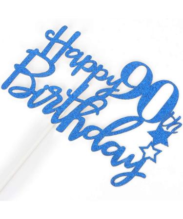 Tenhaisi Gilttery Navy Blue Happy 90th Birthday Cake Topper 90 Cake Topper for Women or Men Cheers and Beers 90 Years Loved Party Sign 90 Fabulous Birthday Party Supplies - Buy Online on GoSupps.com