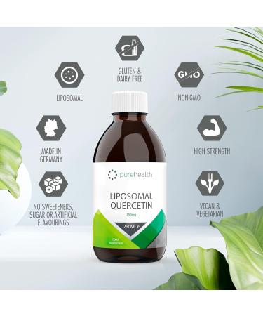 Pure Liposomal Quercetin - High Strength Antioxidant with Maximum Bioavailability - All Natural Vegan Liquid Supplement - Made in Germany - Buy Online on GoSupps.com