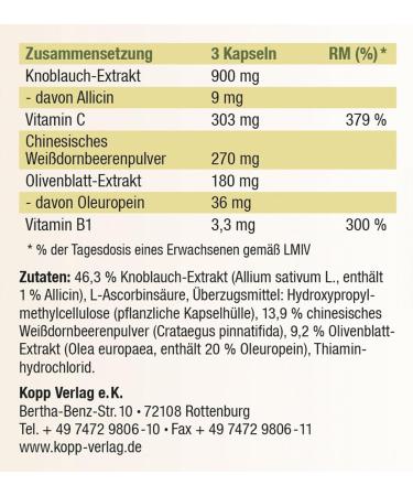 Buy Kopp Vital Garlic Capsules - 116g | 6 x 180 Capsules | Vitamin C & B1 | Premium Dietary Supplements - International Shipping Available - Buy Online on GoSupps.com