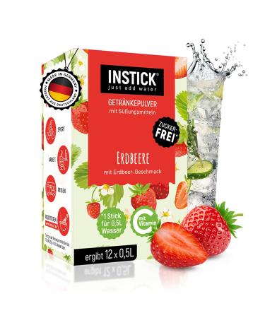Intick sugar -free instant drink (strawberry) - 1 pack for 12 x 0.5-1 l - vegan beverage powder calorie & vitamin C - Instant powder - Buy Online on GoSupps.com