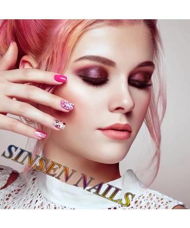 Buy SINSEN 24Pcs Glossy Press On Nails - Short Full Cover Glitter French Acrylic Fake Nails for Women & Girls - Buy Online on GoSupps.com