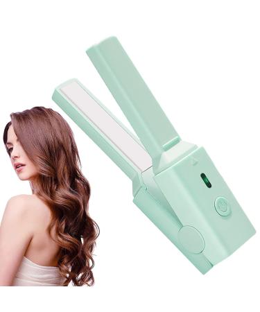 Small Curling Iron USB Plug-in Hair Straightener Curler | Multifunctional Straight and Curly Hair Wand for Girls and Teens Pochy Green