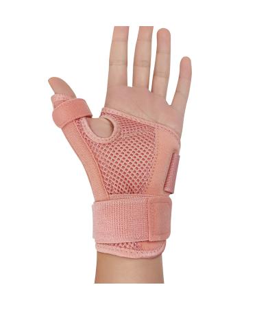 SONGQEE Upgraded Thumb Support Brace Right Left Hand with 3 straps Thumb Spica Splint Hand Suppor Stabilizer Wrist Splint for Carpal Tunnel Arthritis Tendonitis Trigger Thumb Pain Relief Upgraded-Pink