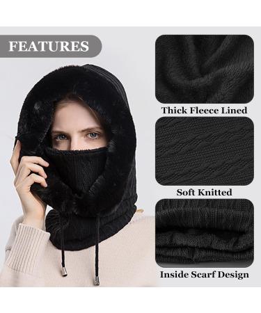 Feoya Storm Hood Ladies Balaclava - Winter Warm Fleece Ski Cap & Neck Warmer - Black Cycling Hat & Scarf - Buy Online on GoSupps.com