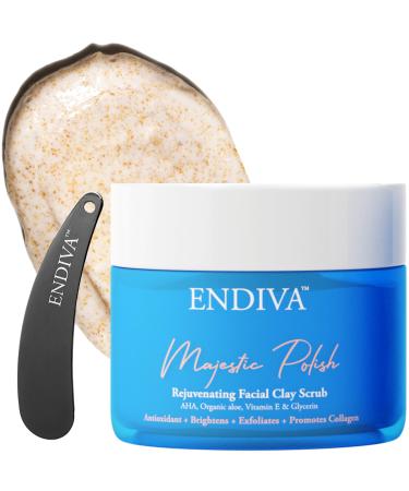 Rejuvenating Facial Clay Scrub Exfoliator w/AHA & Antioxidants Removes Excess Sebum & Gently Exfoliates Clogged and Enlarged Pores to Remove Blackheads Whiteheads & Skin Impurities 3.4 Fl Oz