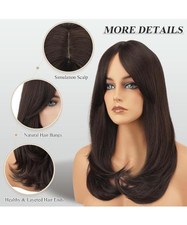 FESHFEN Long Brown Wigs with Bangs - Natural Look Synthetic Hair Wig for Women | 45 cm International Shipping - Buy Online on GoSupps.com