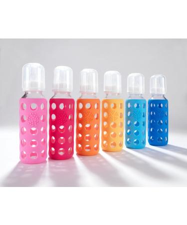 Lifefactory 9oz BPA-Free Glass Baby Bottle with Silicone Sleeve, Stage 2 Nipple - Orange - Buy Online on GoSupps.com