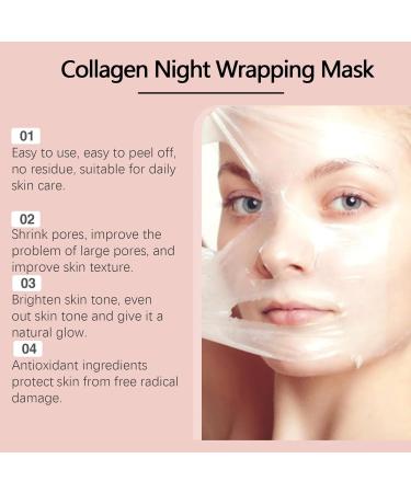 Collagens Night Wrapping Masks Collagens Overnight Wrapping Peel off Facial Masks Elasticity Hydration Overnight Collagens Wrapping Masks for Dry Dehydrated Skin - Buy Online on GoSupps.com