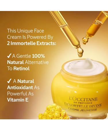 L'OCCITANE Immortelle Divine Cream 50 ml | Vegan & 93% Readily Biodegradable | Natural Alternative to Retinol | Luxury & Clean Beauty Anti-Ageing Moisturizer For All Skin Types - Buy Online on GoSupps.com