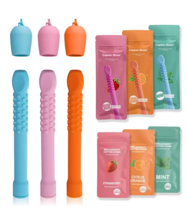 3 Pack Chewable Silicone Aroma Sticks with Essential Oils for Stress Relief & Fresh Breath Improving Pen Biting & Smoking Habits. (Multicolor)