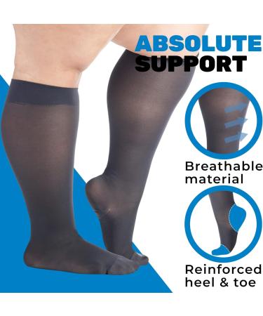 Absolute Support Elegant Compression Stockings for Women - Class 2 20-30mmHg Socks for Varicose Veins & Lymphedema - Pain Relief Support Stockings in Black - 4X Large - Buy Online on GoSupps.com