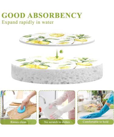 3-Pack Cleaning Kitchen Sponges Oval Watercolor Lemons Kitchen Cellulose Dishwashing Wood Pulp Cotton - Buy Online on GoSupps.com