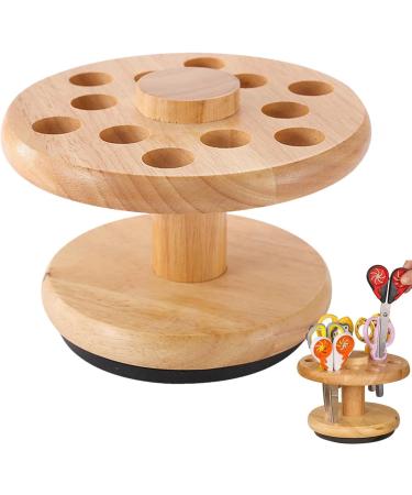 Fiakup Wooden Scissor Rack - Rotating Salon Scissors Holder | 12 Holes Scissors Makeup Brushes Storage Rack | Desktop Scissors Storage Organizer for Hair Salon Home - Buy Online on GoSupps.com