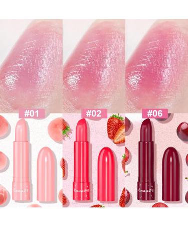 Buy 3Pcs Color Changing Lip Balms - Peach Black Red Cherry Strawberry Tinted Lipstick Set for Women & Girls - Long Lasting PH Lip Color | International Shipping - Buy Online on GoSupps.com