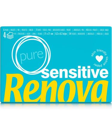 Renova Sensitive Pure Tissues - 12 Packs of White 54 Pieces Each | Soft & Durable for Sensitive Skin | International Shipping Available - Buy Online on GoSupps.com