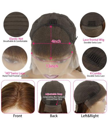 ZLIKE 28inch Brown Straight HD Lace Front Wig - Brazilian Virgin Human Hair Wig for Women - Buy Online on GoSupps.com