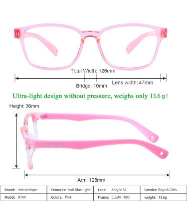 AetrvoHope Blue Light Blocking Glasses for Kids Children's Computer Glasses for Age 4-13 Unbreakable Frame Anti-Blue Ray Glasses With Case Anti UV400 & Eyestrain Clear Pink - Buy Online on GoSupps.com