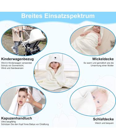 KDIMSU Hooded Baby Towel - Soft Absorbent Bath Towel for Newborns | Perfect Baby Shower Gift (80x80cm White) - Buy Online on GoSupps.com