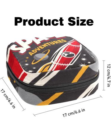 Portable Space Adventure Rocket Sanitary Napkin Storage Bag | Menstruation Pad & Menstrual Cup Pocket for Teens & Women - Zip Closure Colorful Design - Buy Online on GoSupps.com