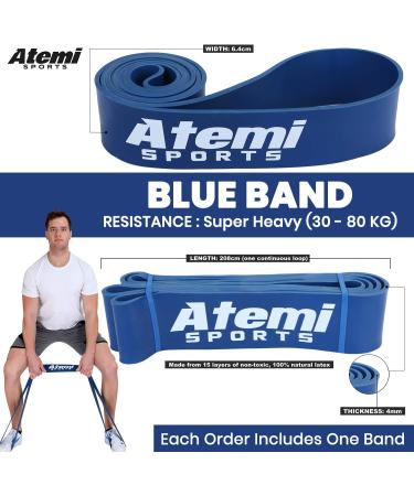 Resistance Pull Up Band | Long Exercise Loop for Strength Training and Stretching | Blue Home Workout Band for Men and Women (30-80kg) - Buy Online on GoSupps.com