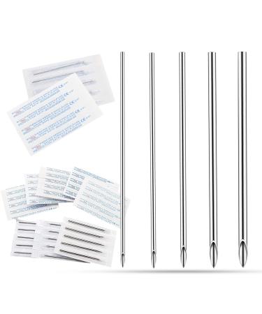 Body Piercing Needles - WZPB 100Pcs Ear Nose Piercing Needles Mixed Sizes Hollow Needles 12G 14G 16G 18G 20G Disposable Piercing Needles for Ear Nose Lip Eyebrow Belly Body Piercing Kit Supplies