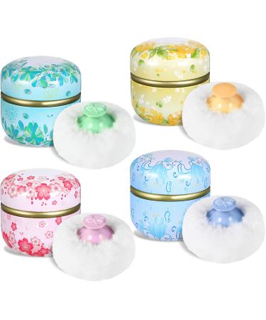 8 Pieces Powder Case Powder Puff Kit Powder Puff Case for Body Cosmetic Powder Container Dusting Powder Case Soft Powder Puff for Baby and Women Travel Home Face Body Powder Box