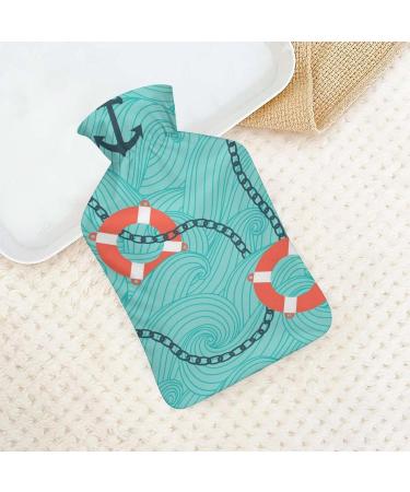 Hot Water Bottle with Lid - Anchor Pattern Rubber Bag for Pain Relief Cramps & Foot Warmer | Hot & Cold Therapy - Buy Online on GoSupps.com