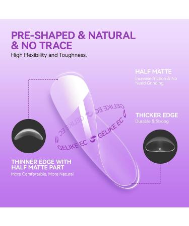 Gelike EC Extra Short Almond Soft Gel Nail Tips Kit - 240 Pieces Full Cover False Nails for Soak Off Extensions - Clear Ultra-Thin Design - Pre-buff PMMA Resin - 12 Sizes - Buy Online on GoSupps.com