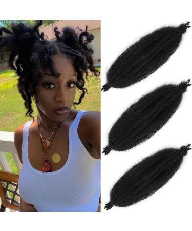 Leeven 12 Inch Springy Afro Twist Hair for Faux Locs 3 Packs Pre-Separate Popping Spring Twist Crochet Hair for Distressed Locs Afro Kinky Curly Marley Braiding Hair Extensions /1B# 12 Inch (Pack of 3) 1B#