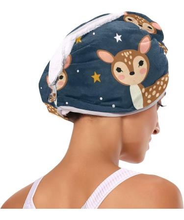 Deer Stars Hair Towel 2 Pack - Super Absorbent Quick Dry Hair Turbans for Women & Girls - Buy Online on GoSupps.com