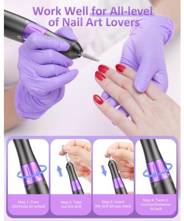 35000 RPM Electric Nail Drill Machine for Acrylic Gel Nails - Portable Professional Tool for Manicure Pedicure - Purple - Buy Online on GoSupps.com