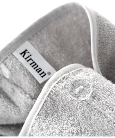Kirman Premium Hair Turban Towel Set - 100% Cotton Quick-Drying Suction-Strong - 2 Pieces for Short & Long Hair - Light Gray - Buy Online on GoSupps.com